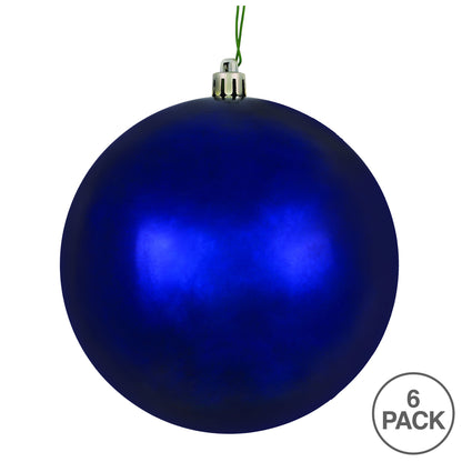 Vickerman 4" Midnight Blue Shiny Ball Ornament 6 per Bag