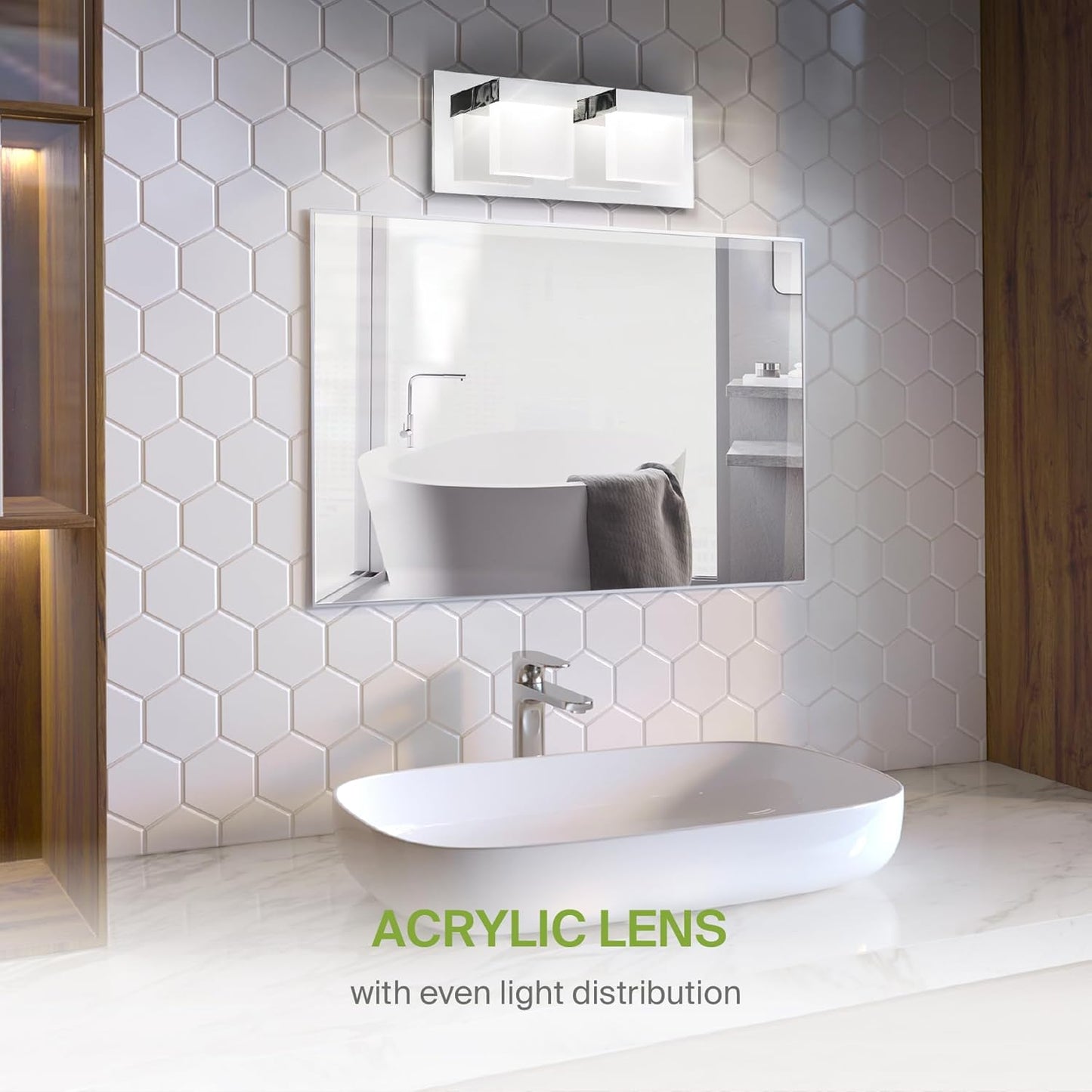 ASD Lighting LED Vanity 2-light 12W 120V CCT Selectable 3000/4000/5000K Dimmable Chrome ETL