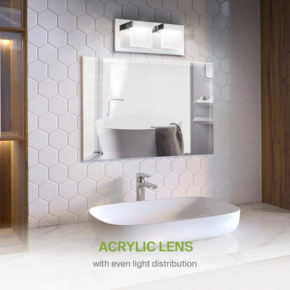 ASD Lighting LED Vanity 2-light 12W 120V CCT Selectable 3000/4000/5000K Dimmable Chrome ETL