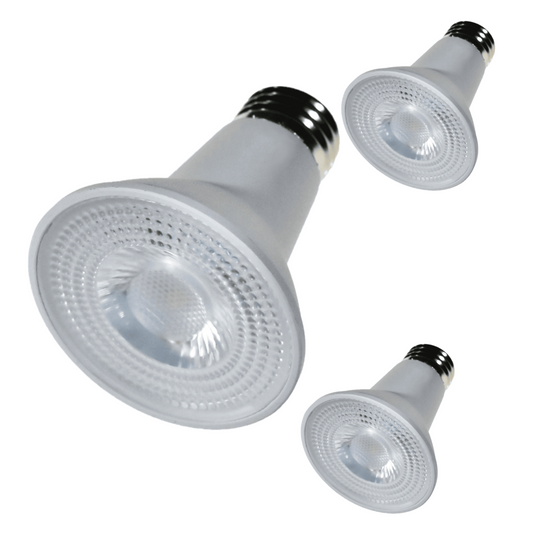 Damar PAR20 LED Long Neck Flood Light Bulb 5W 500 Lumen E26 Medium Base 5000K Bright White Ideal for Track & Recessed Spot Light Bulbs 120V 40° Beam Angle Dimmable White Finish Pack of 3