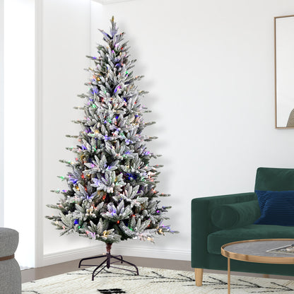 Vickerman 7.5' x 44" Flocked Vail Pine Artificial Christmas Tree Multi-colored Dura-Lit® LED Lights