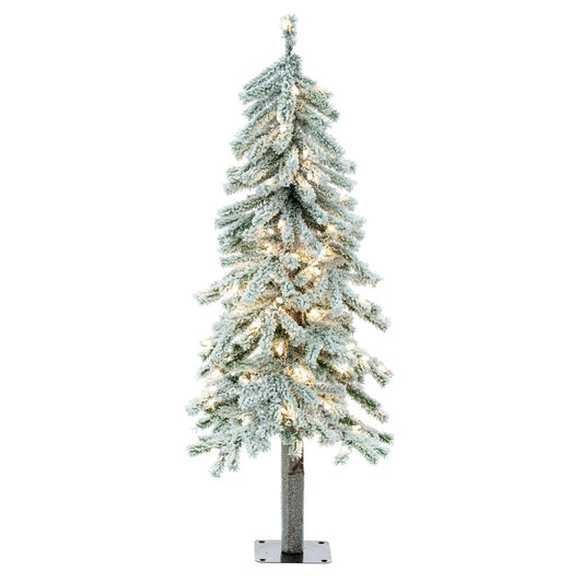 Vickerman 4' Flocked Alpine Artificial Christmas Tree Pure White Single Mold LED  lights