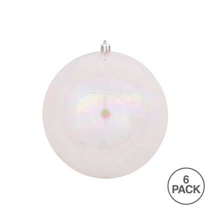 Vickerman 4" Clear Iridescent Ball Ornament 6 per Bag