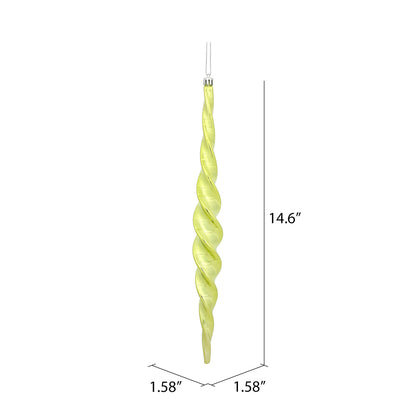 Vickerman 14.6" Lime Shiny Spiral Icicle Christmas Ornament Pack of 2