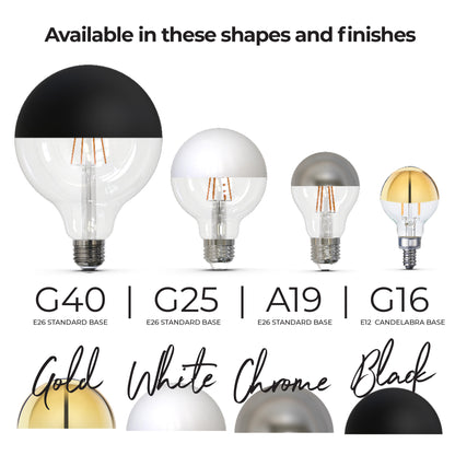 Bulbrite 862065 LED Filament Pack of (4) 5 Watt Dimmable A19 Light Bulb with Half White Glass Finish and Medium (E26) Base - 2700K (Warm White Light), 400 Lumens