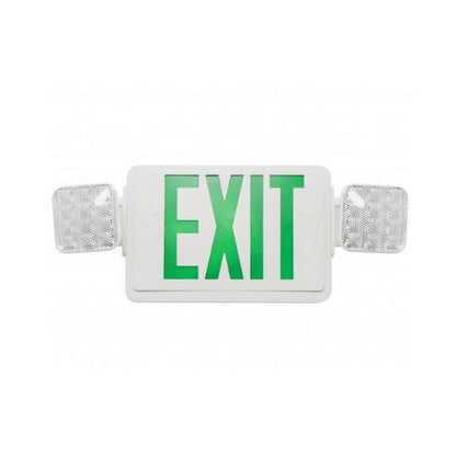 Westgate All LED Exit/Emergency Light Combo, SGL/DBL Face, Green Letters Black Housing, 120/277V, LED Exit & Emergency Lighting, 3.8W