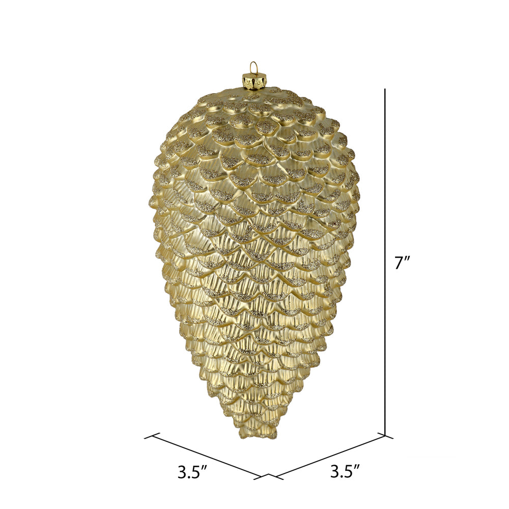 Vickerman 7" Champagne Matte Glitter Pinecone Christmas Ornament 4 per set