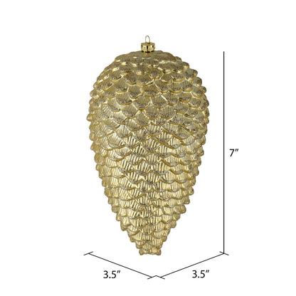 Vickerman 7" Champagne Matte Glitter Pinecone Christmas Ornament 4 per set