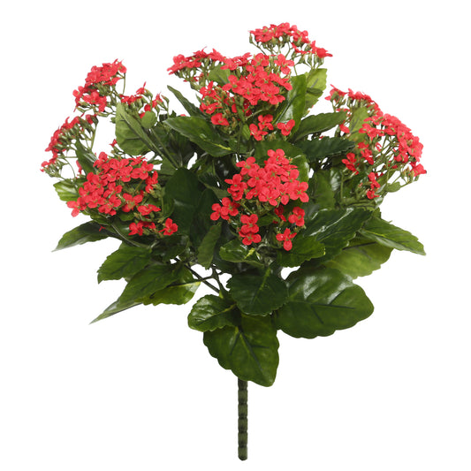 Vickerman 15" Artificial Red Kalanchoe Bush.