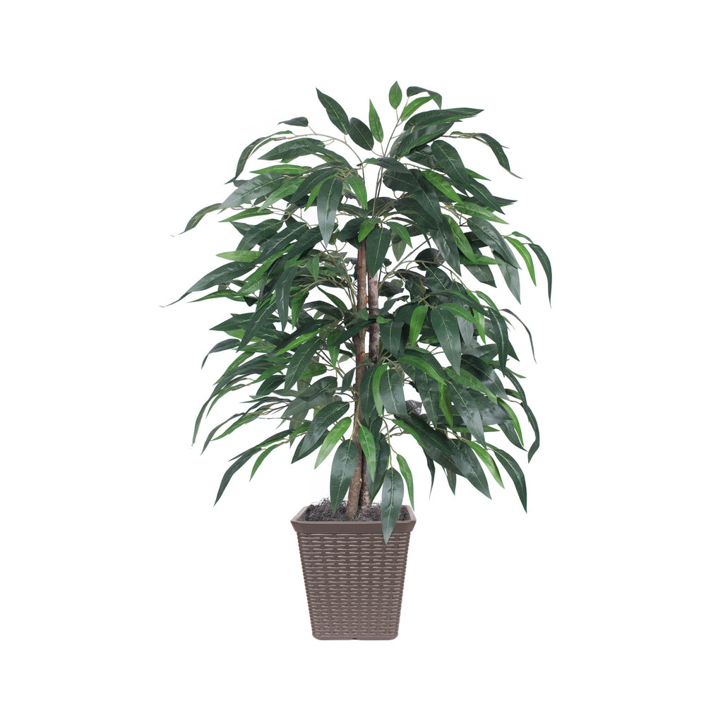 Vickerman 4' Artificial Mango Bush Brown Square Plastic Container
