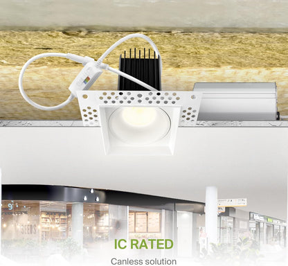 ASD Lighting LED Trimless Downlight Square 2inch 15W 120V Triac 2700/3000/3500/4000/5000K White ETL Energy Star