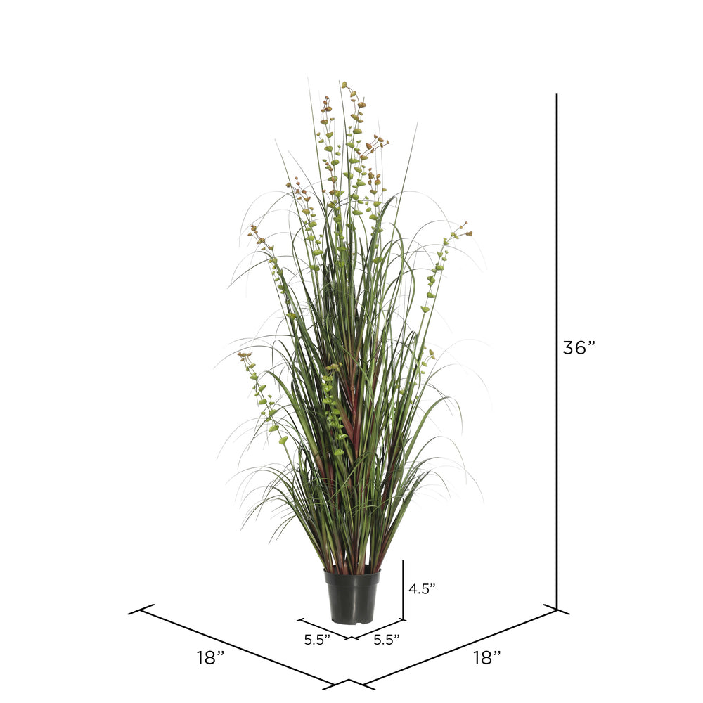 Vickerman 36" Artificial Potted Green Grass and Eucalyptus.