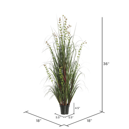 Vickerman 36" Artificial Potted Green Grass and Eucalyptus.
