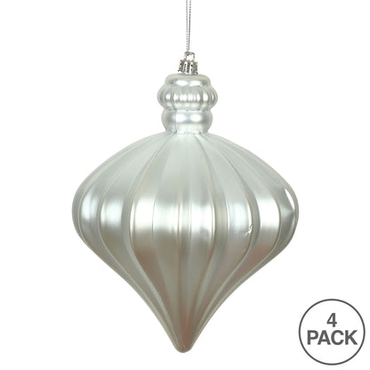 Vickerman 6" Silver Matte Onion Drop Christmas Ornament 4 per pack