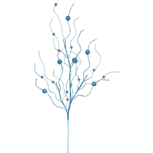 Vickerman 37" Turquoise Glitter Ball Artificial Christmas Spray. Includes 6 sprays per pack.