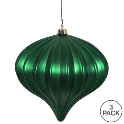 Vickerman 5.7" Emerald Matte Onion Christmas Ornament UV treated Set of 3