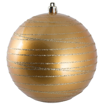 Vickerman 4.75" Copper Candy Finish Ball Ornament with Glitter Lines 4 per Bag