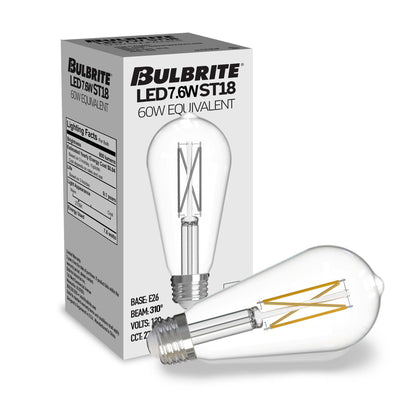 Bulbrite 776223 7W LED ST18 2700K FILAMENT E26 DIM