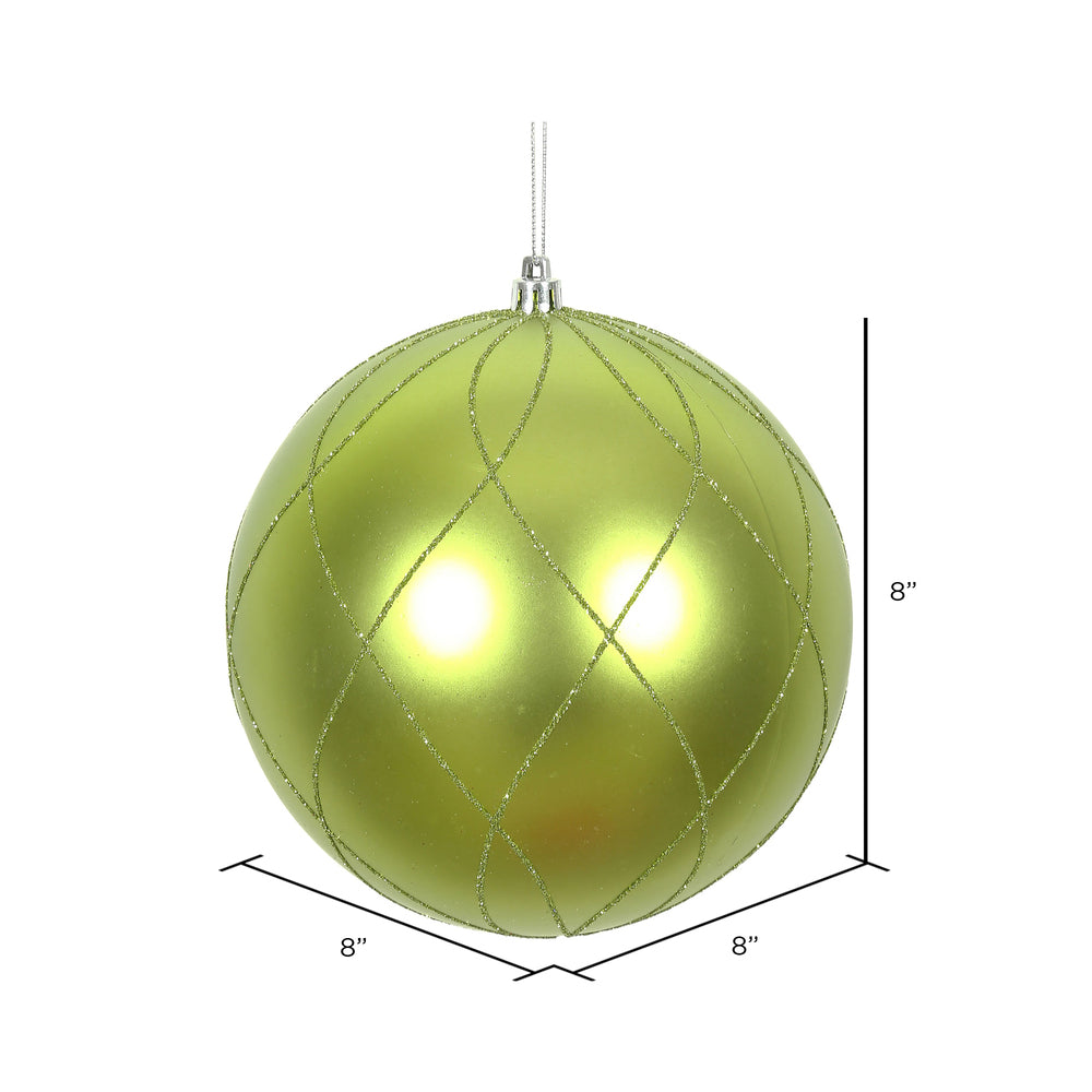 Vickerman 8" Lime Matte and Glitter Swirl Ball Ornament