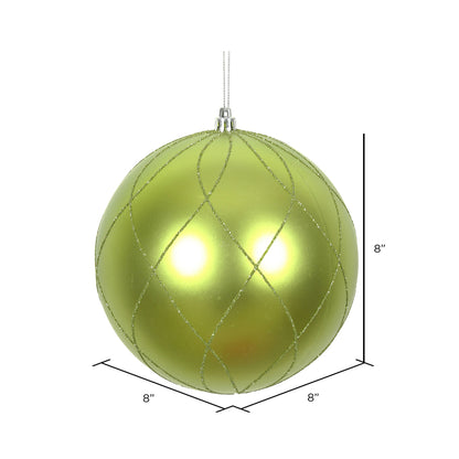 Vickerman 8" Lime Matte and Glitter Swirl Ball Ornament