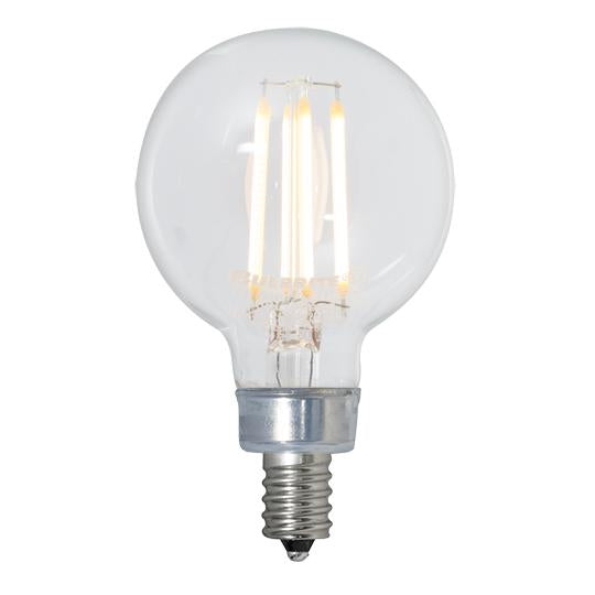 Bulbrite 4.5 Watt Dimmable Clear Filament G16 Candelabra (E12) LED Bulb - 350 Lumens, 2700K, and 80 CRI