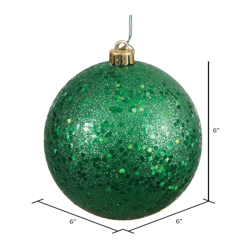 Vickerman 6" Green Sequin Ball Ornament 4 per Bag