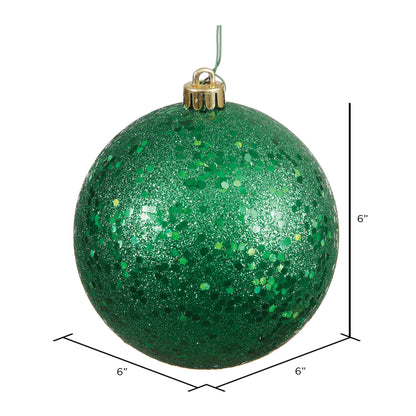Vickerman 6" Green Sequin Ball Ornament 4 per Bag
