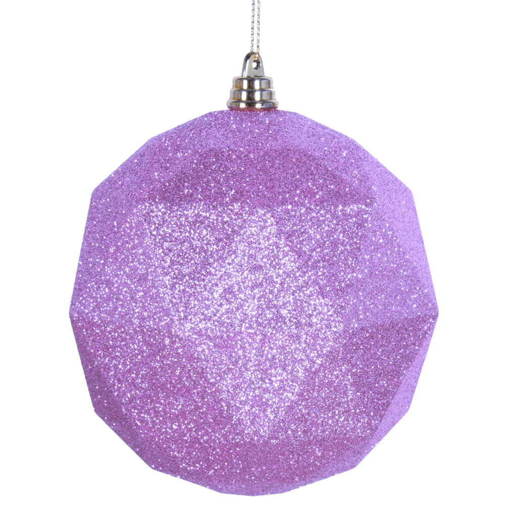 Vickerman 6" Pink Geometric Ball Ornament Featuring a Glitter Finish. Comes 4 per bag