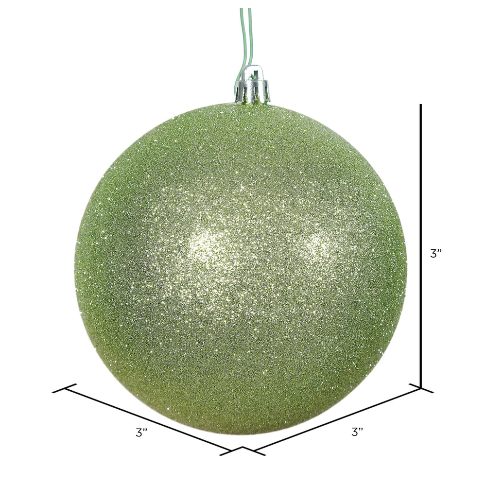 Vickerman 3" Celadon Glitter Ball Ornament 12 per Bag