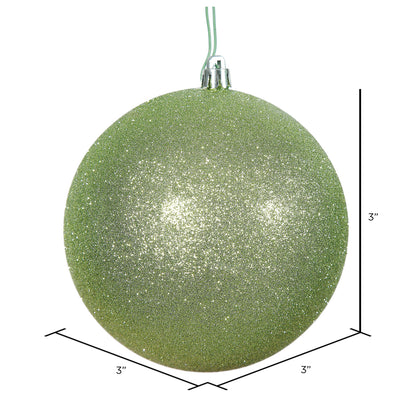 Vickerman 3" Celadon Glitter Ball Ornament 12 per Bag