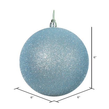 Vickerman 6" Baby Blue Glitter Ball Ornament 4 per Bag