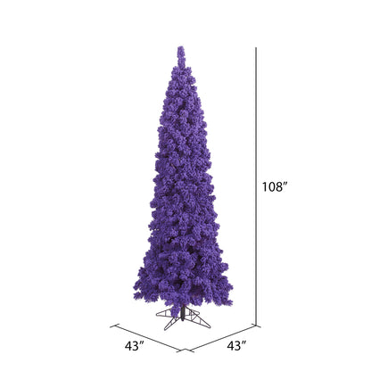 Vickerman 9' Flocked Purple Pencil Fir Artificial Christmas Tree Unlit