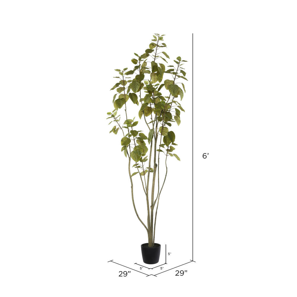 Vickerman 6' Artificial Green Potted Cotinus Coggygria Tree.