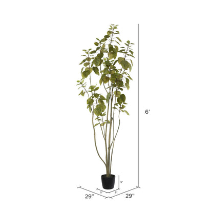 Vickerman 6' Artificial Green Potted Cotinus Coggygria Tree.