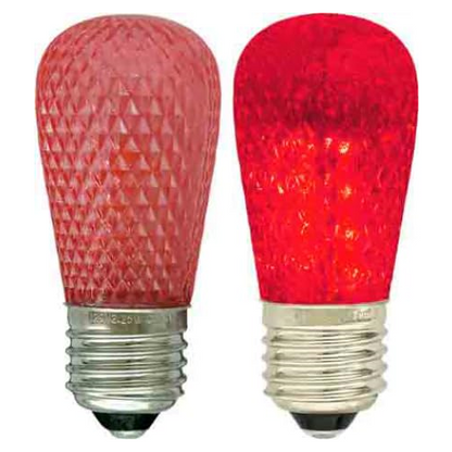 Damar- S14 Colored LED String Light Bulb with Faceted Surface Transparent Red 0.8W E26 Medium Base 120V Pack of 6- Shatterproof Waterproof Outdoor Indoor Replacement for Home Decorations Christmas