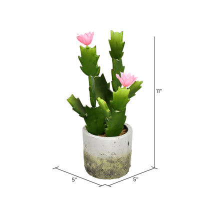 Vickerman 11" Artificial Green Cactus in Cement Pot.