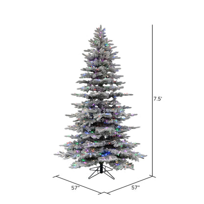Vickerman 7.5' x 57" Flocked Arctic Fir Artificial Christmas Tree RGB Color Changing Low Voltage LED Lights