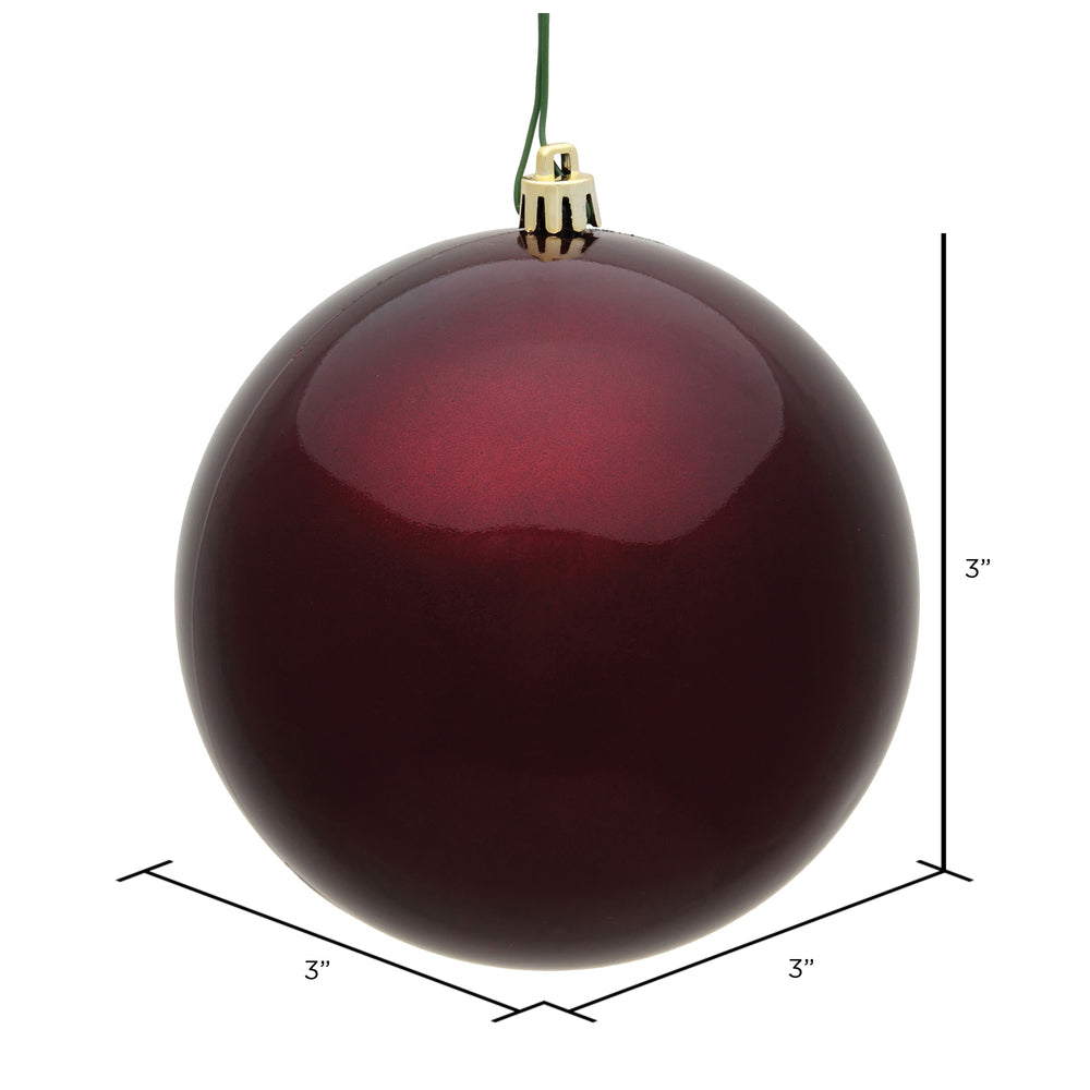 Vickerman 3" Burgundy Candy Ball Ornament 12 per Bag