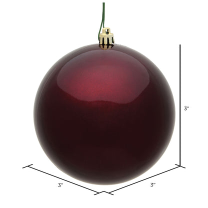 Vickerman 3" Burgundy Candy Ball Ornament 12 per Bag