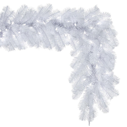 Vickerman 9' Crystal White Spruce Artificial Christmas Garland Pure White LED Mini Lights