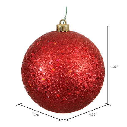 Vickerman 4.75" Red Sequin Ball Ornament 4 per Bag