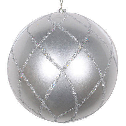 Vickerman 6" Silver Candy Finish Net Ball Ornament with Glitter Accents 2 per Bag