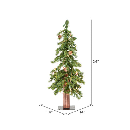 Vickerman 2' Alpine Artificial Christmas Tree Warm White Dura-lit LED Lights