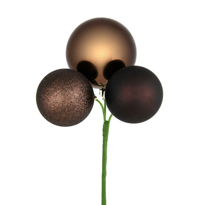 Vickerman 18" Chocolate Ball Ornament Christmas Pick 4 per set
