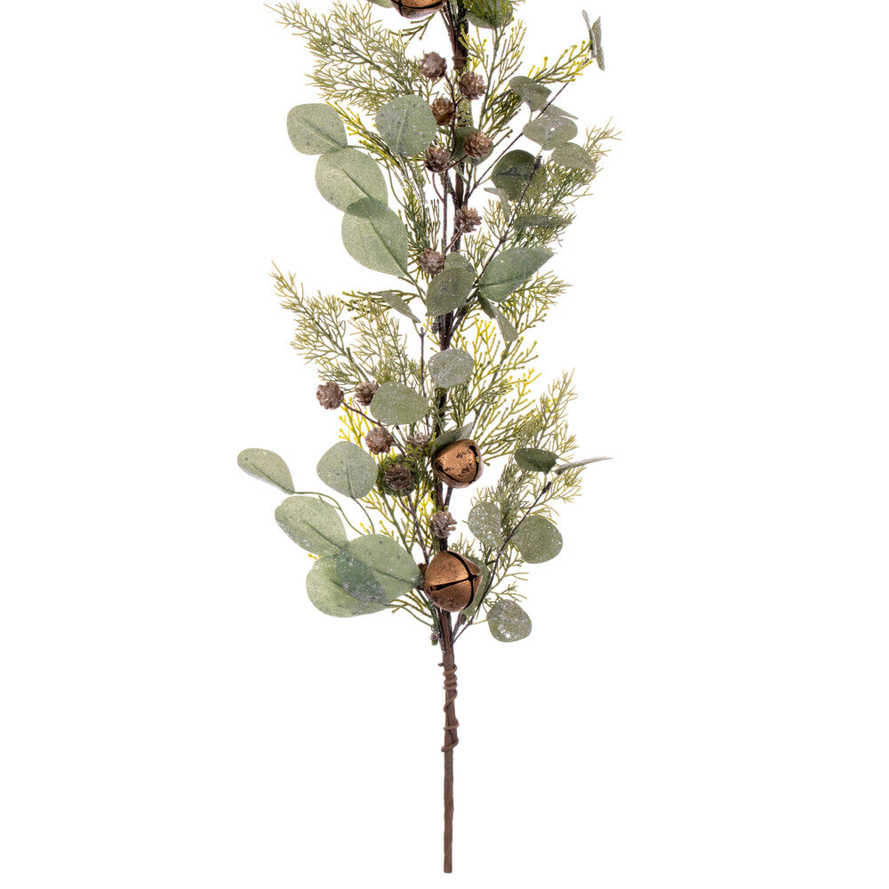 Vickerman 5' Artificial Winter Cedar Pinecone Eucalyptus and Brown Jingle Bell Garland
