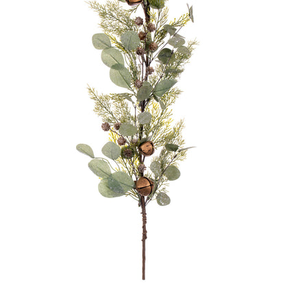 Vickerman 5' Artificial Winter Cedar Pinecone Eucalyptus and Brown Jingle Bell Garland