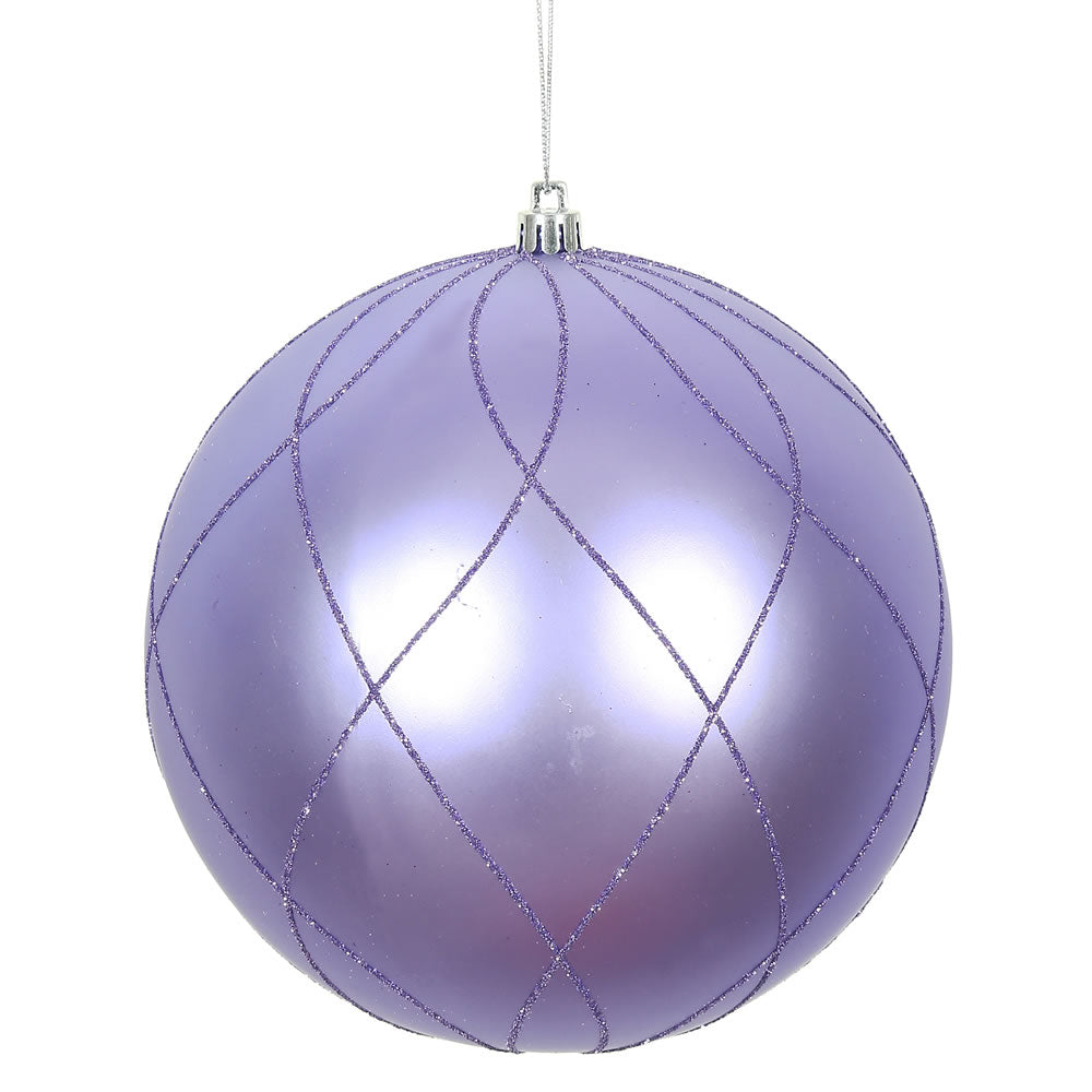 Vickerman 8" Lavender Matte and Glitter Swirl Ball Ornament