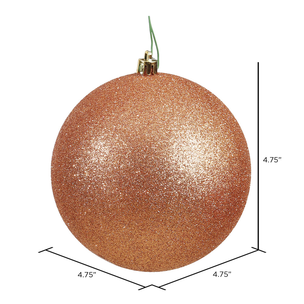 Vickerman 4.75" Rose Gold Glitter Ball Ornament 4 per Bag