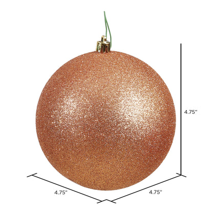 Vickerman 4.75" Rose Gold Glitter Ball Ornament 4 per Bag