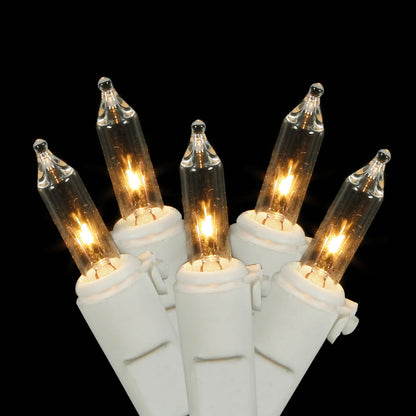 Vickerman 100 Clear Twinkle Mini Light on White Wire 33' Long Christmas Light Strand